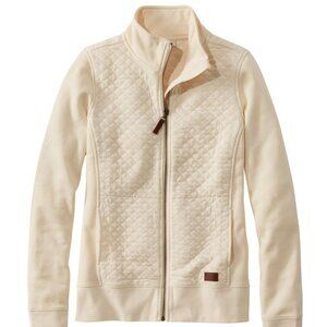 L.L. Bean - Women's Quilted Full-Zip Sweatshirt - Cream M - NWT